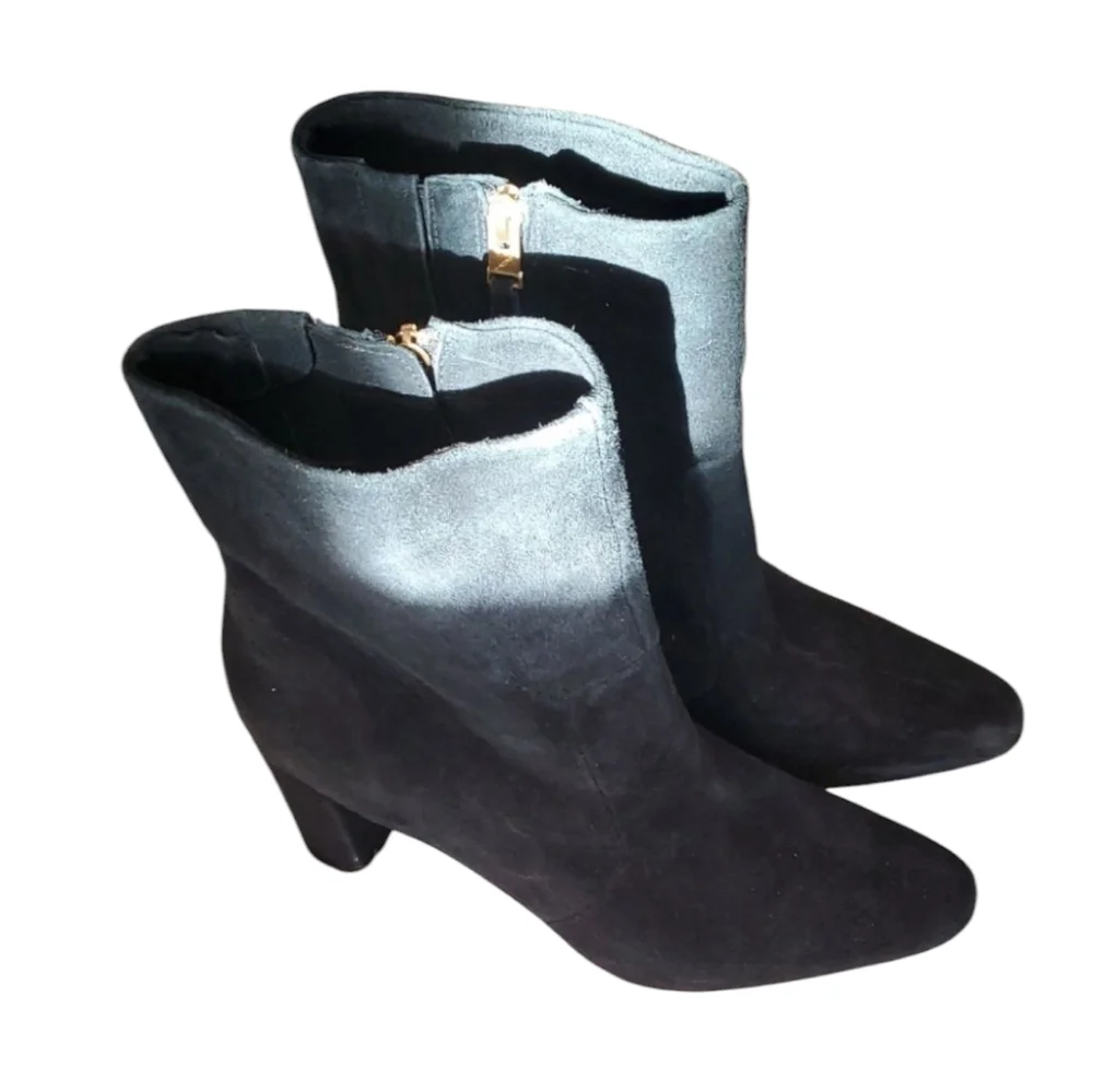 Brian Atwood Black Ankle Booties with Suede Finish - Picture 2 of 12